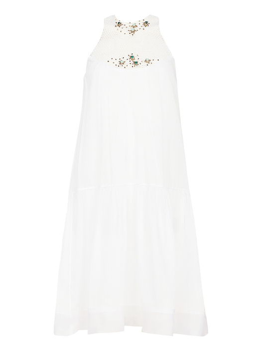 Ermanno Scervino Платье из хлопка декорированное цветными кристаллами