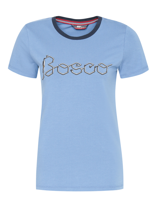 BOSCOBOSCO Футболка из хлопка с узором и контастной отделкой