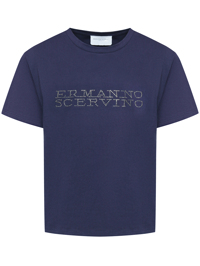 Ermanno Scervino Junior Футболка из хлопка со стразами