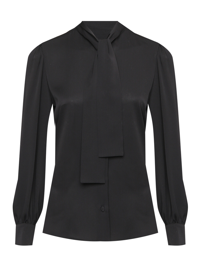 Max Mara Шелковая блуза с бантом-галстуком
