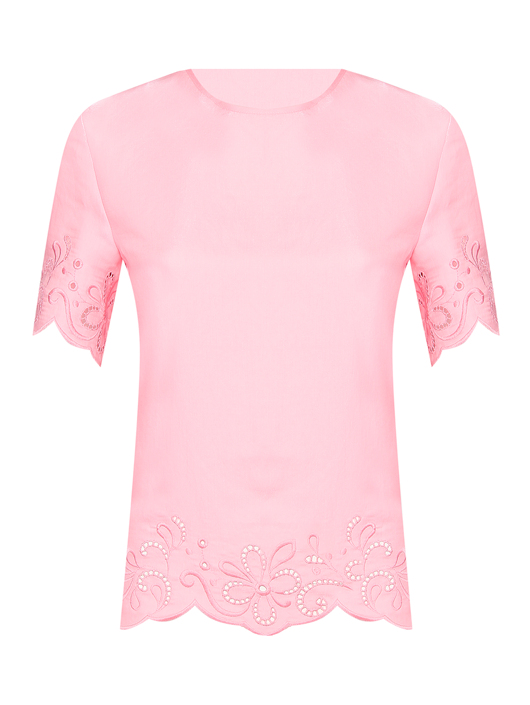 Moschino Boutique Блуза с кружевом и коротким рукавом