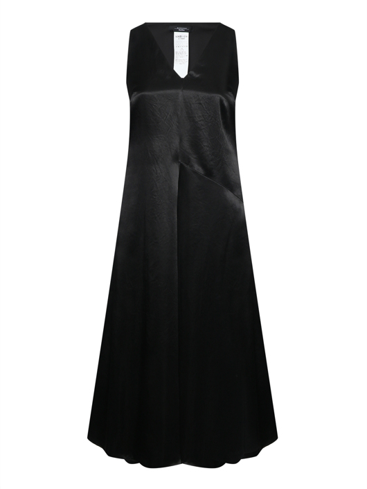 Weekend Max Mara Однотонное атласное платье-комбинация с эффектом жатой ткани
