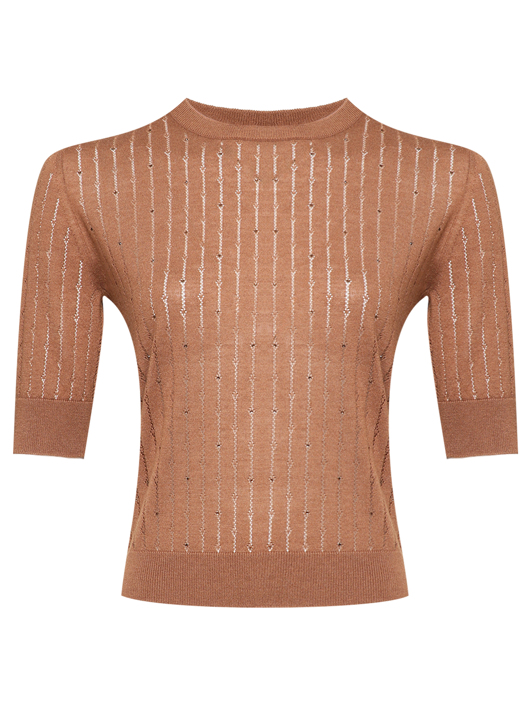 Max Mara Джемпер из шелка и шерсти со стразами