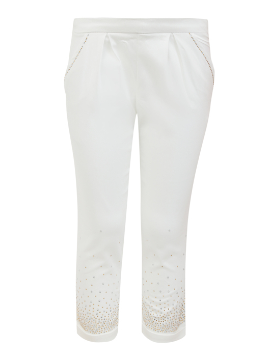 Miss Blumarine Брюки из хлопка декорированные кристаллами