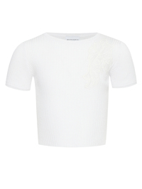 Ermanno Scervino Junior Футболка из хлопка с кружевом