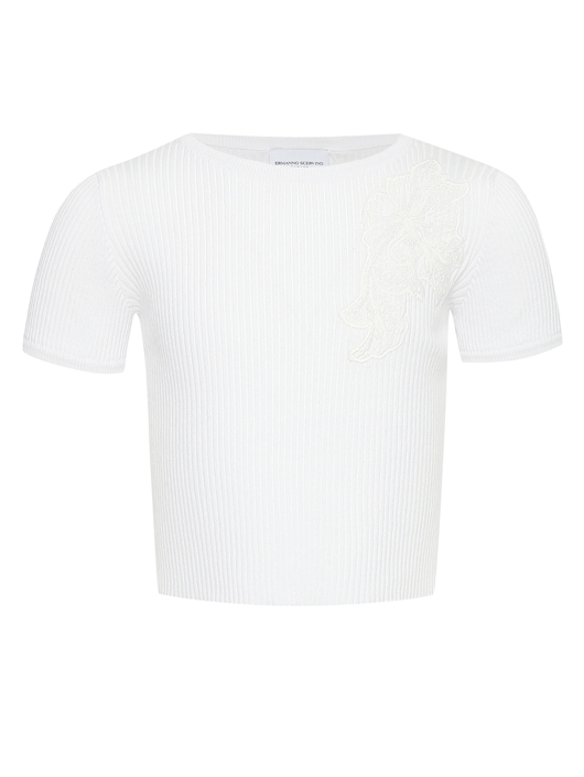Ermanno Scervino Junior Футболка из хлопка с кружевом