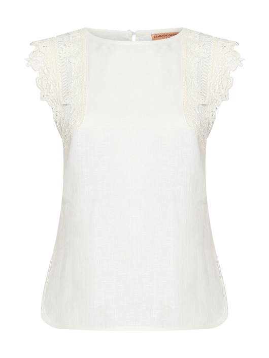 Ermanno Scervino Топ из льна с декоративной вышивкой