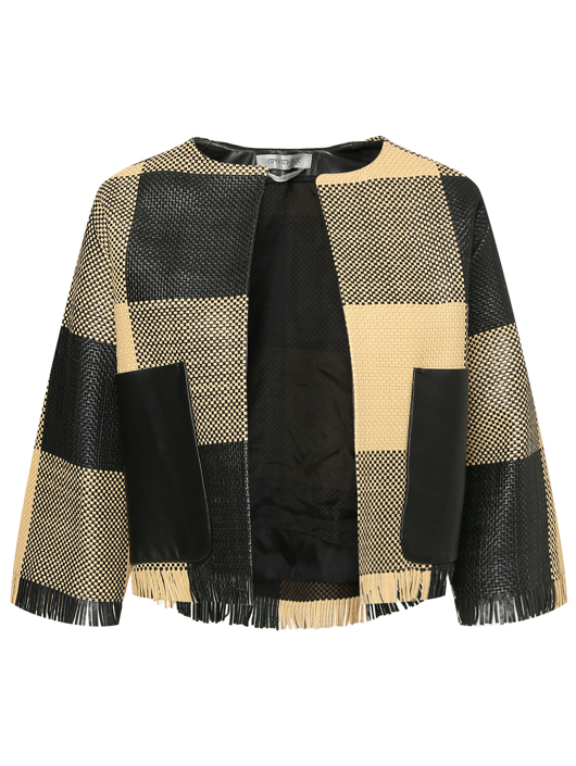 Sportmax Плетеный жакет из кожи с бахромой