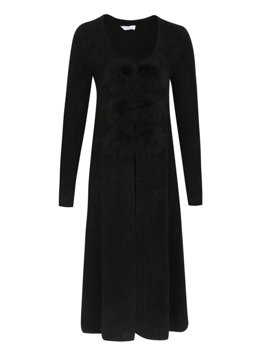 Sonia Rykiel Удлиненный кардиган с меховой отделкой