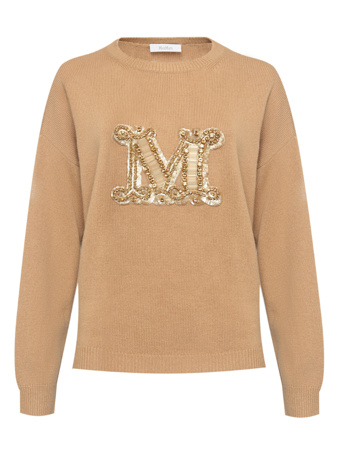 Max Mara Джемпер из шерсти и кашемира с аппликацией