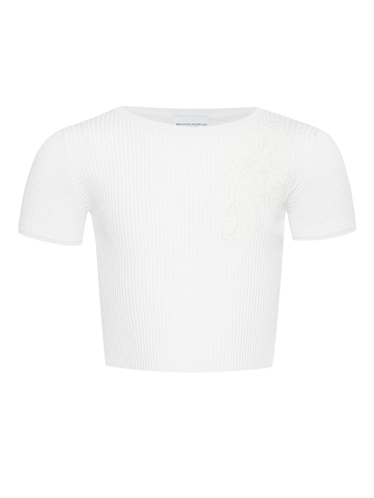 Ermanno Scervino Junior Футболка из хлопка с кружевом