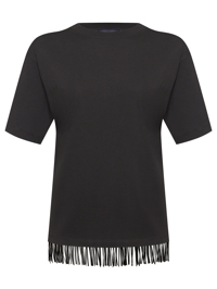 Sportmax Футболка из хлопка с бахромой